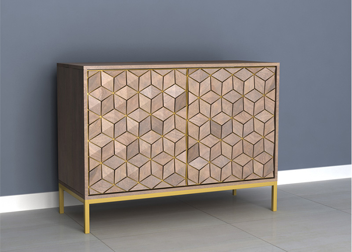 Elyse Grey Stained Mango Wood Sideboard - Click Image to Close